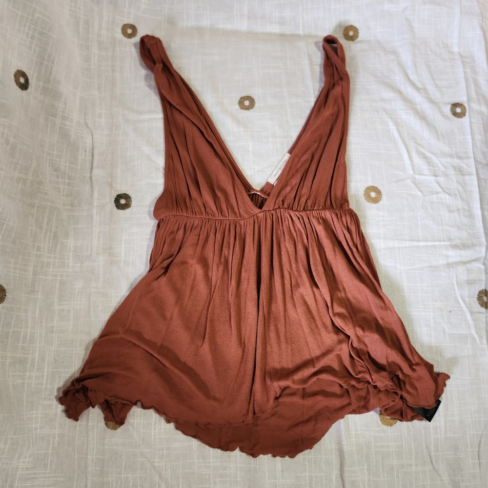 Urban Outfitters Brown Ruffle Top